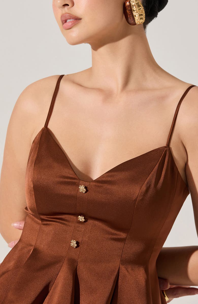 ASTR the Label Paislee Satin Peplum Top, Alternate, color, Brown