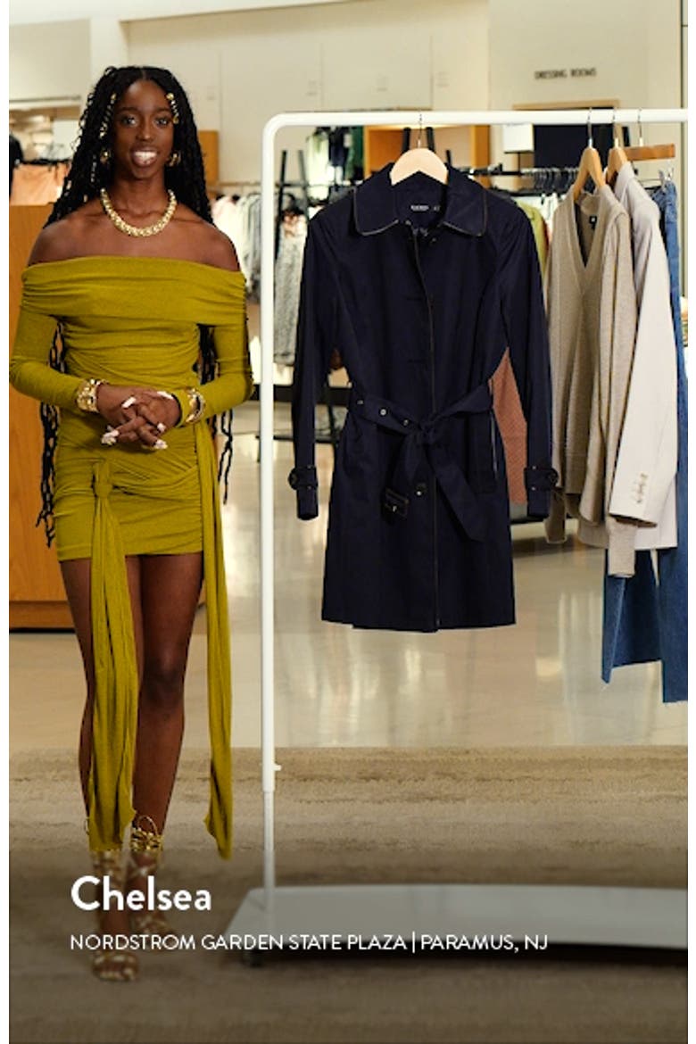Hooded Belted Faux Leather Trim Trench Coat video