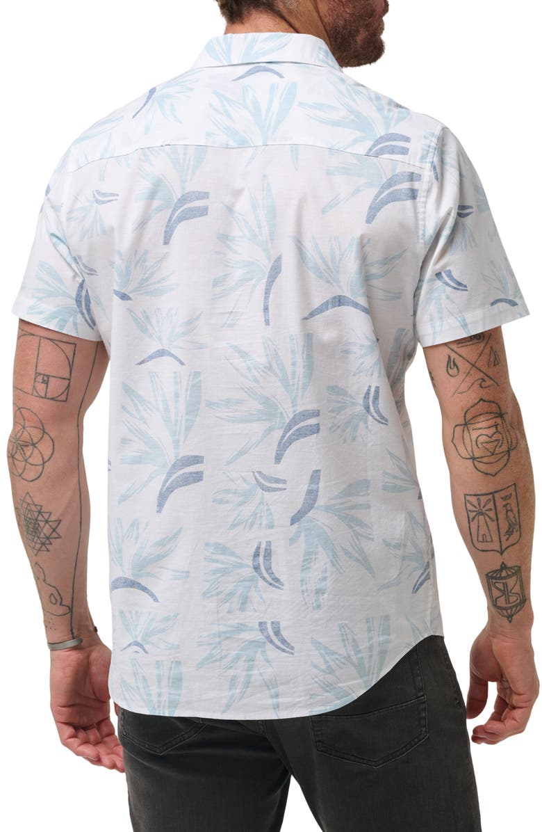 TravisMathew The Thick Of It Short Sleeve Button-Up Shirt, Alternate, color, White Navy