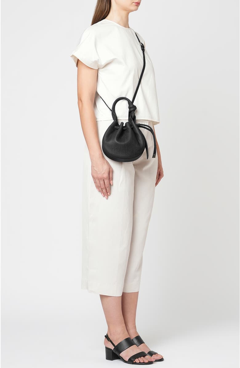 behno Mini Ina Pebble Leather Crossbody Bag, Alternate, color, Black