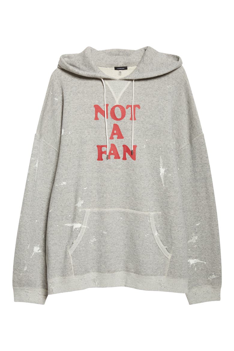 Not a Fan Paint Splattered Oversize Graphic Hoodie, Alternate, color, HEATHER GREY