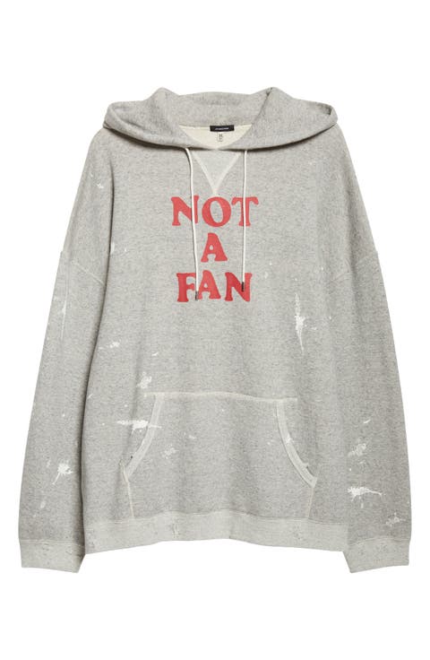 Not a Fan Paint Splattered Oversize Graphic Hoodie