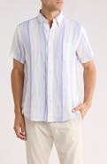 Brooks Brothers Regular Fit Stripe Linen Button-Up Shirt