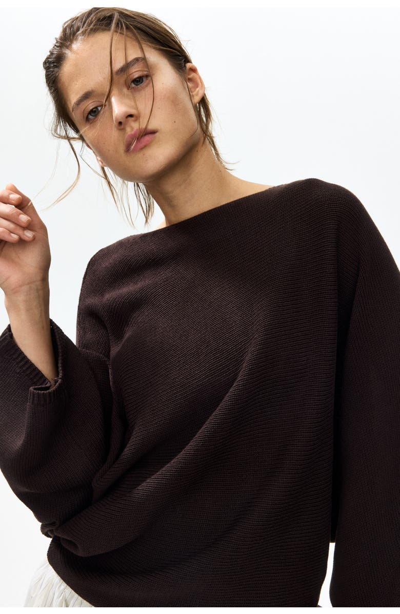 H&M Batwing-sleeved Jumper, Alternate, color, Dark Brown