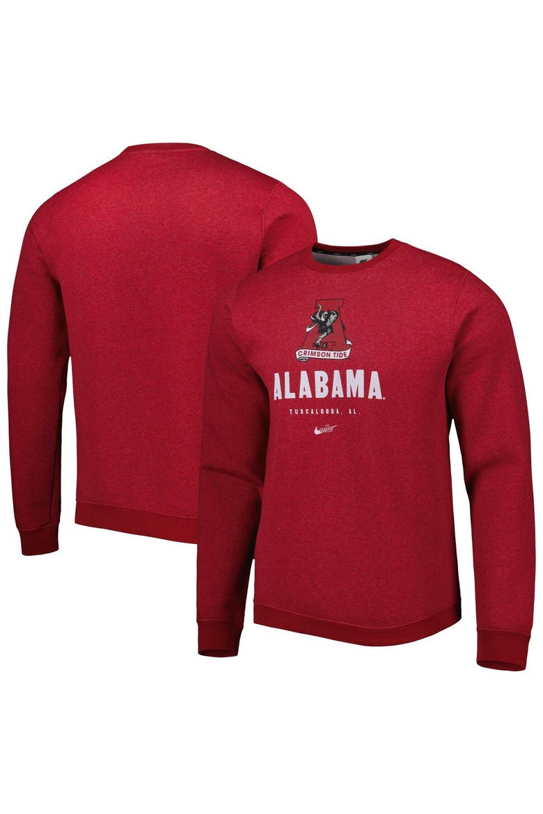 Men's Nike Crimson Alabama Crimson Tide Vault Stack Club Fleece Pullover Sweatshirt, Main, color, Crimson