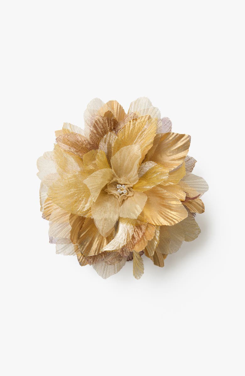 Helena Simon The Golden Poinsettia Floral Brooch, Main, color, Gold