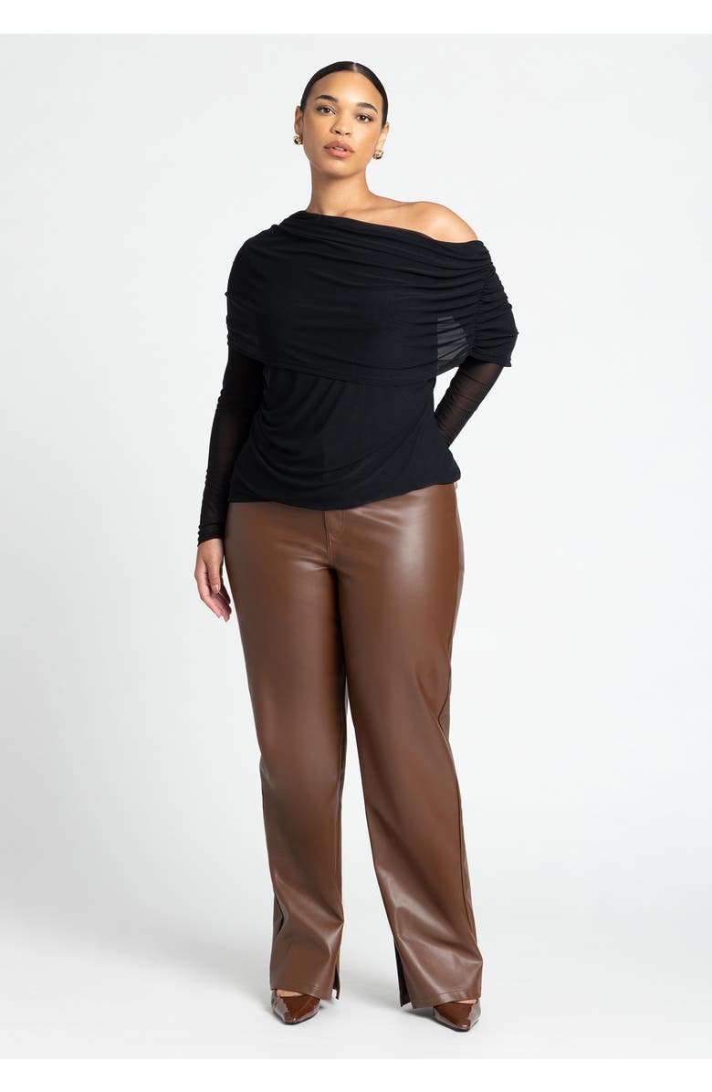 ELOQUII Foldover Drape Top, Alternate, color, 