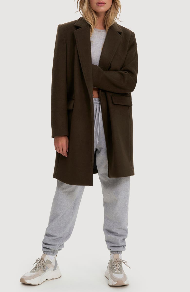 Noize Masa Notch Collar Coat, Alternate, color, Uniform Green