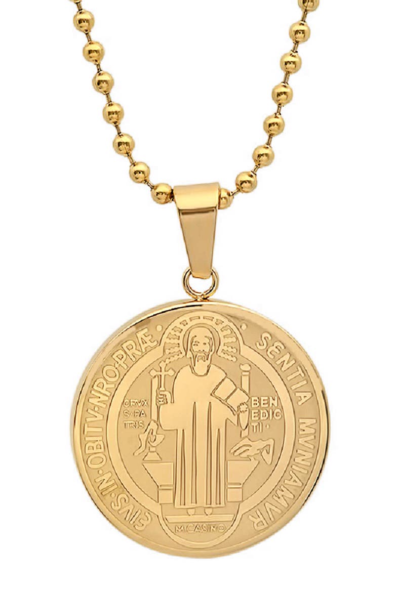 Saint Medallion Pendant Necklace, Main, color, GOLD