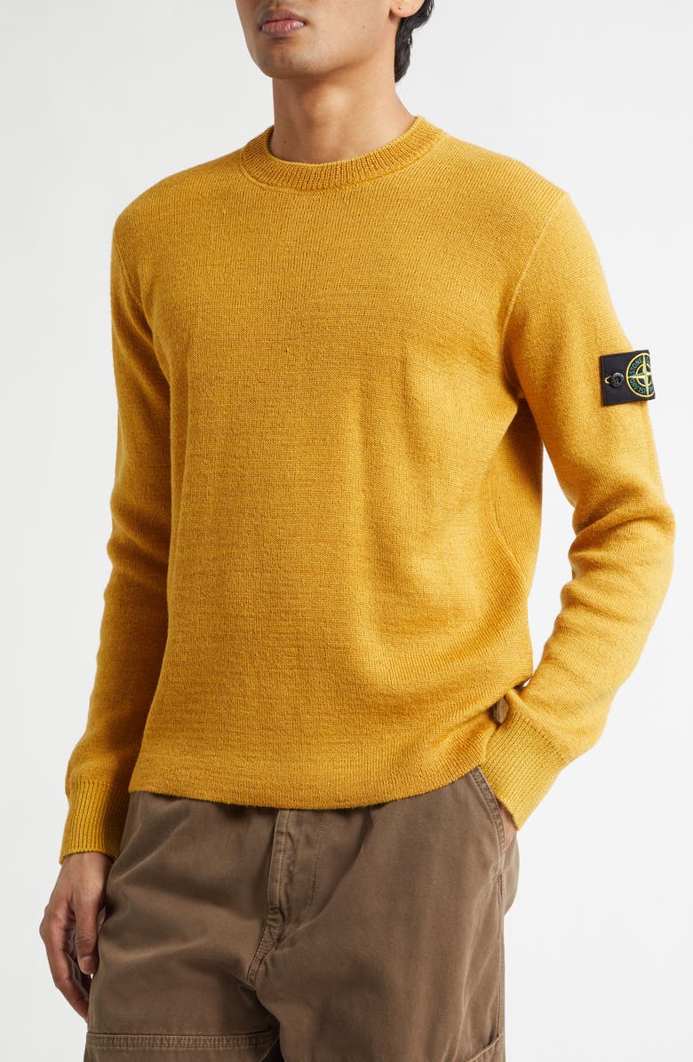 Stone Island Compass Logo Wool Blend Sweater, Alternate, color, Mustard