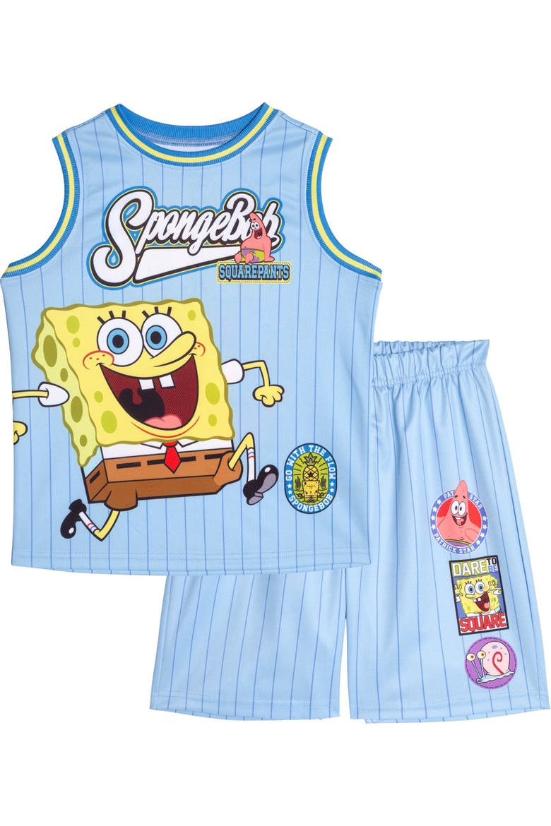 Basketball 2-Piece Tank and Shorts Set, Main, color, Spongebob Light Blue