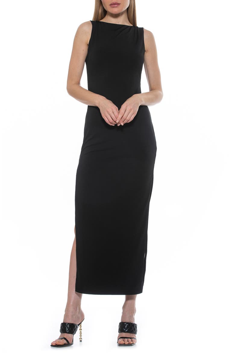 Violet Sleeveless Crewneck Maxi Dress, Main, color, BLACK