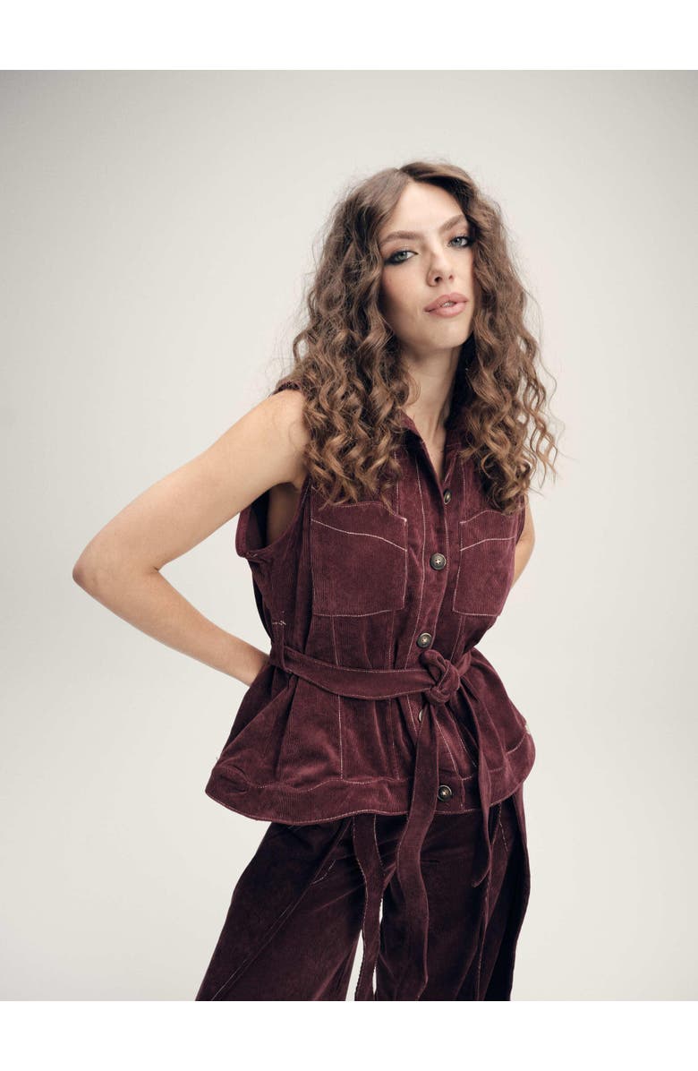 Zierra Leona Zaharian Jacket, Alternate, color, Burgundy