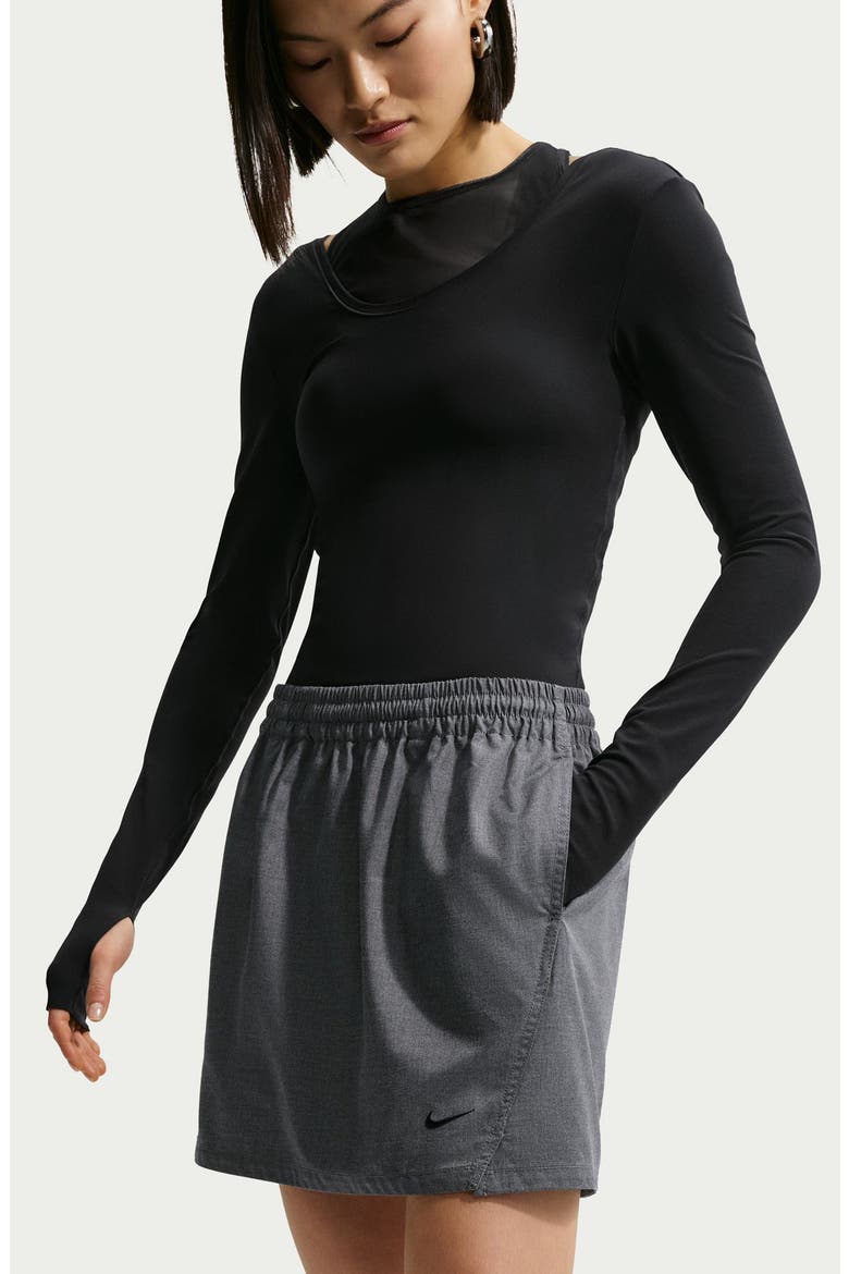 Sportswear Pregame Woven Skirt, Alternate, color, BLACK/ HEATHER/ BLACK