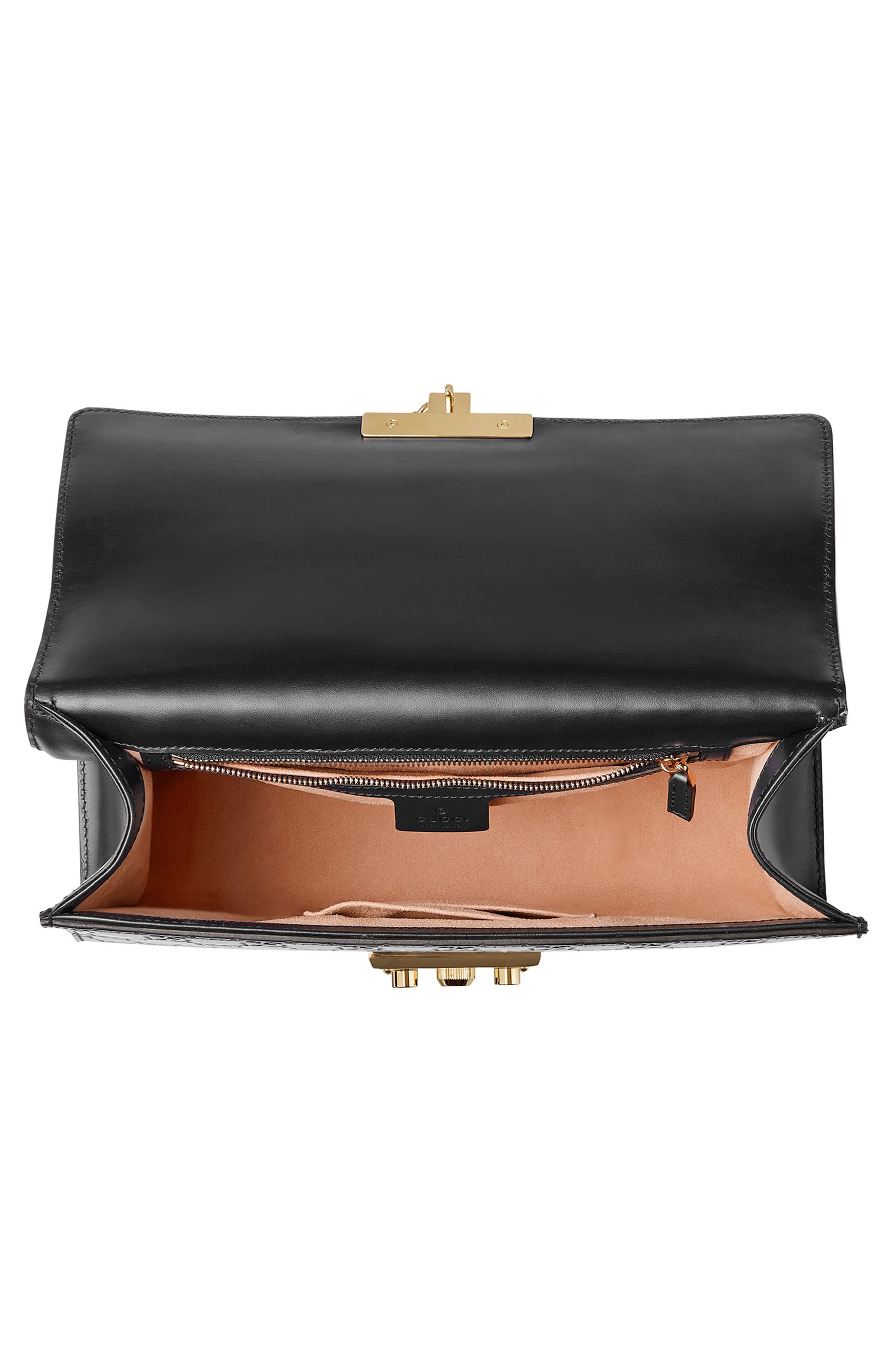 Medium Padlock Signature Leather Shoulder Bag, Alternate, color, NERO