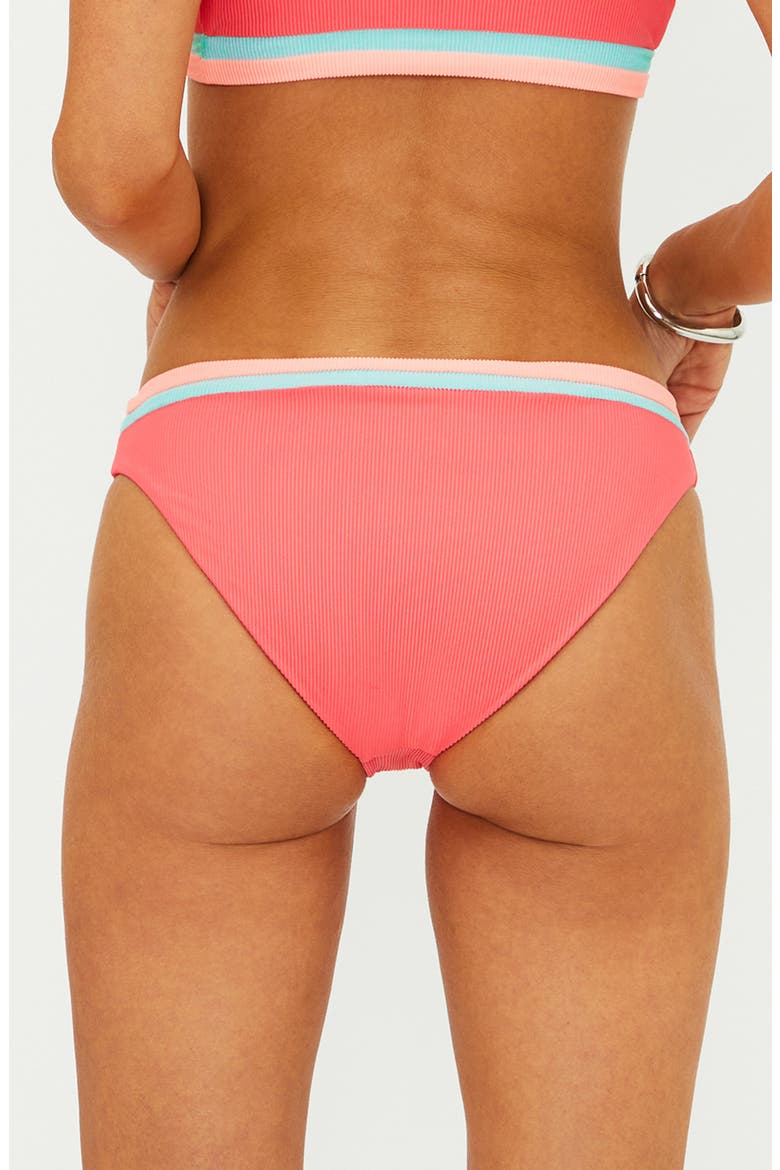 Saffron Rib Colorblock Bikini Bottoms, Alternate, color, GUAVA JELLY COLORBLOCK