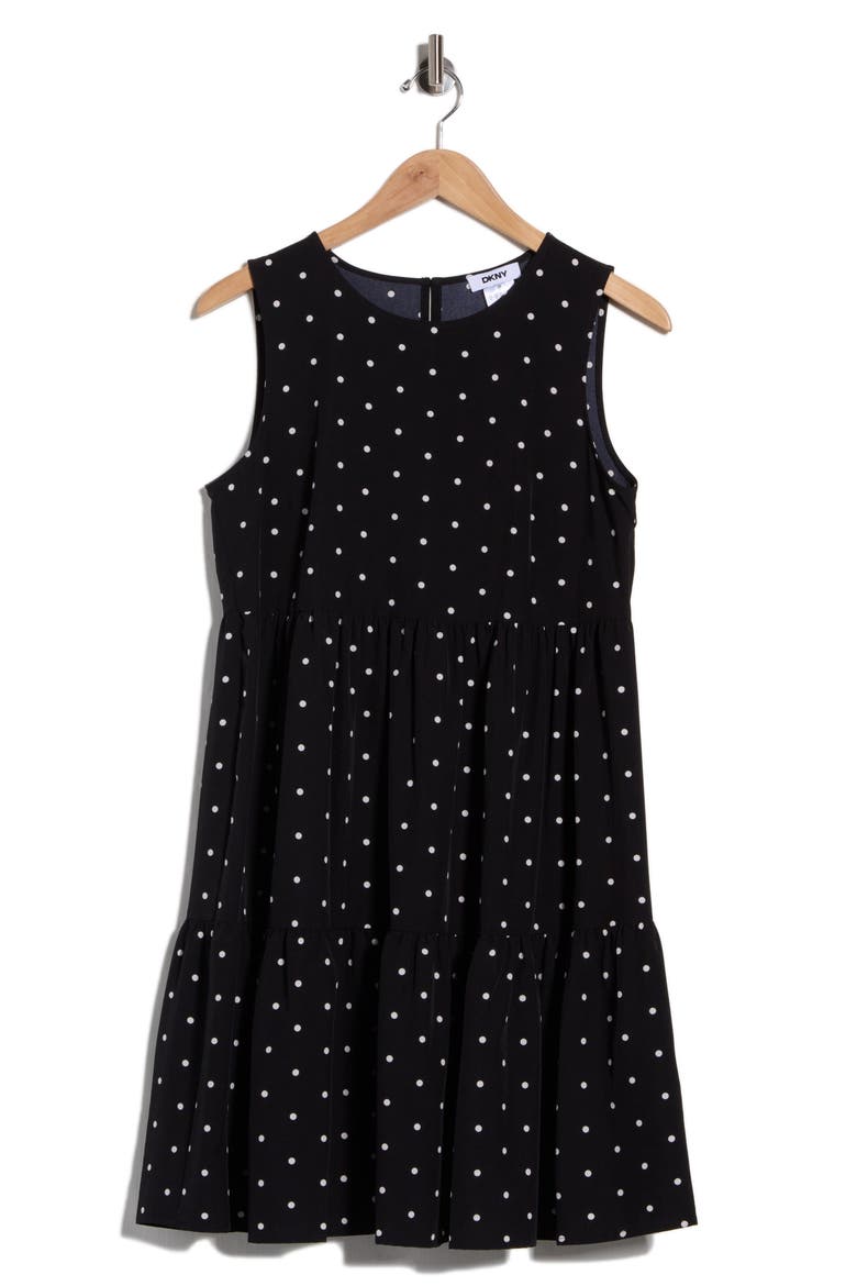 Commuter Sleeveless Swing Minidress, Alternate, color, BLACK/ IVORY