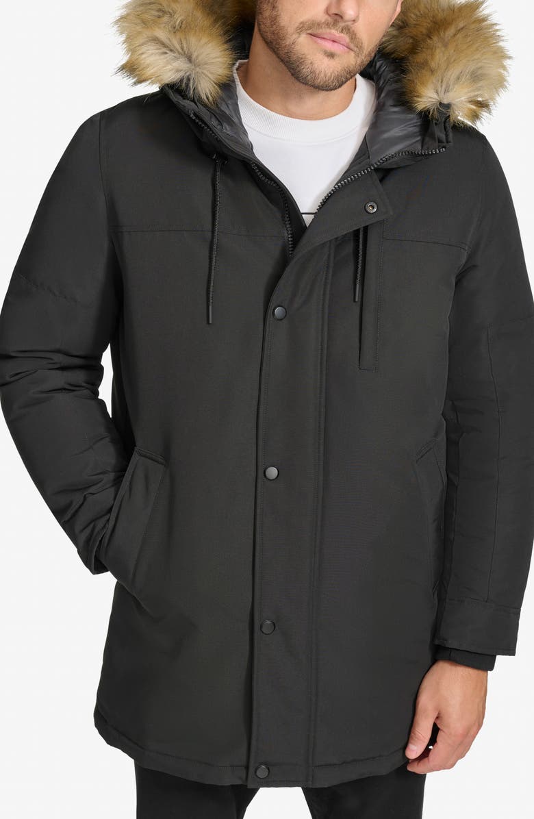 Calvin Klein Arctic Faille Water Resistant Parka with Removable Faux Fur Trim, Main, color, 