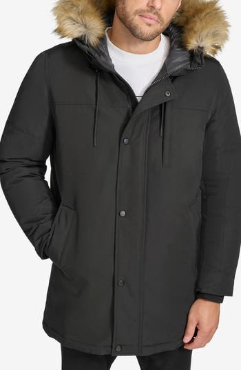 Calvin klein black parka on sale