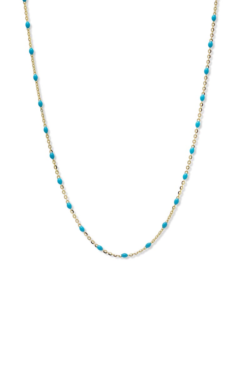 Bohème Beaded Enamel Station Necklace, Main, color, TURQUOISE