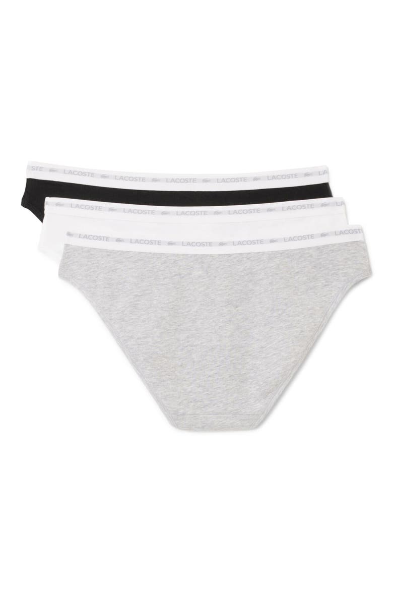 3-Pack Stretch Cotton Bikini Briefs, Alternate, color, BLACK/ WHITE/ SILVER CHINE