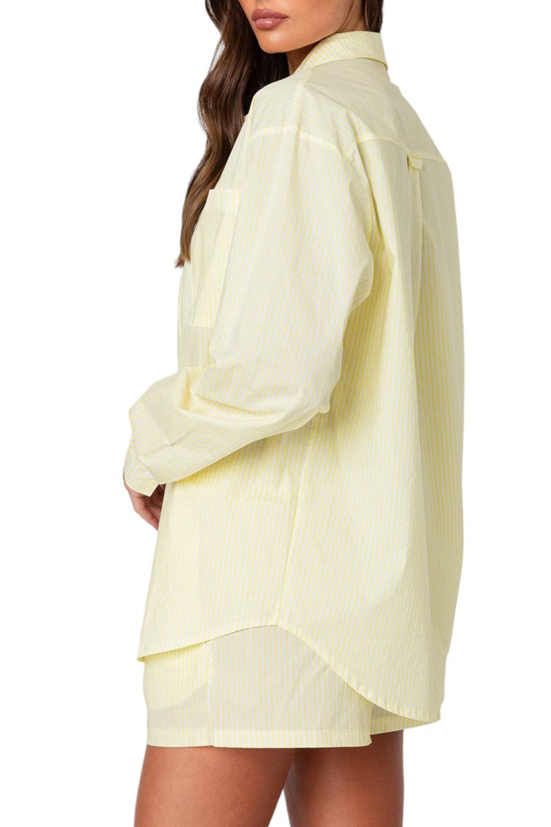 Pinstripe Oversize Button-Up Shirt, Alternate, color, YELLOW