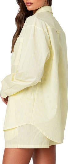 Pinstripe Oversize Button-Up Shirt