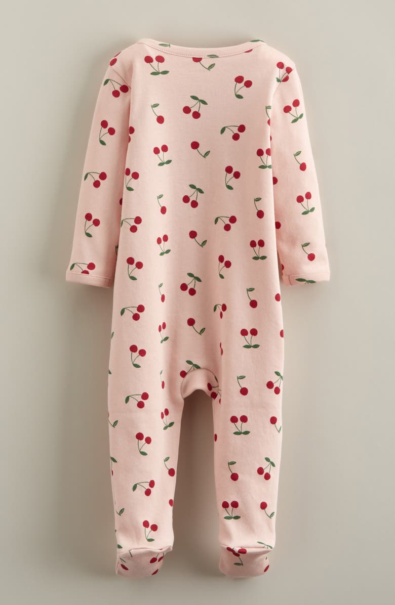 Nordstrom Print Cotton Footie Romper, Alternate, color, Pink Lotus Cherries