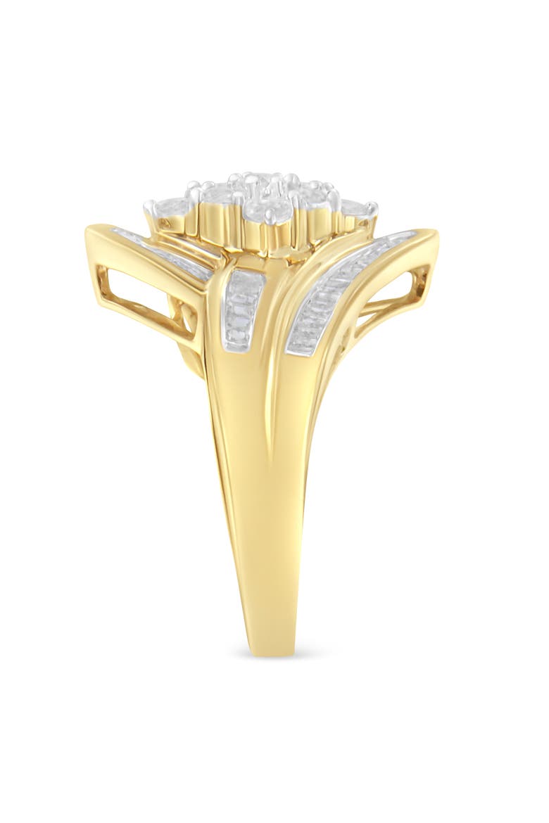 10K Yellow Gold 1.0 Cttw Diamond Bypass Cluster Ring, Alternate, color, Yellow Gold