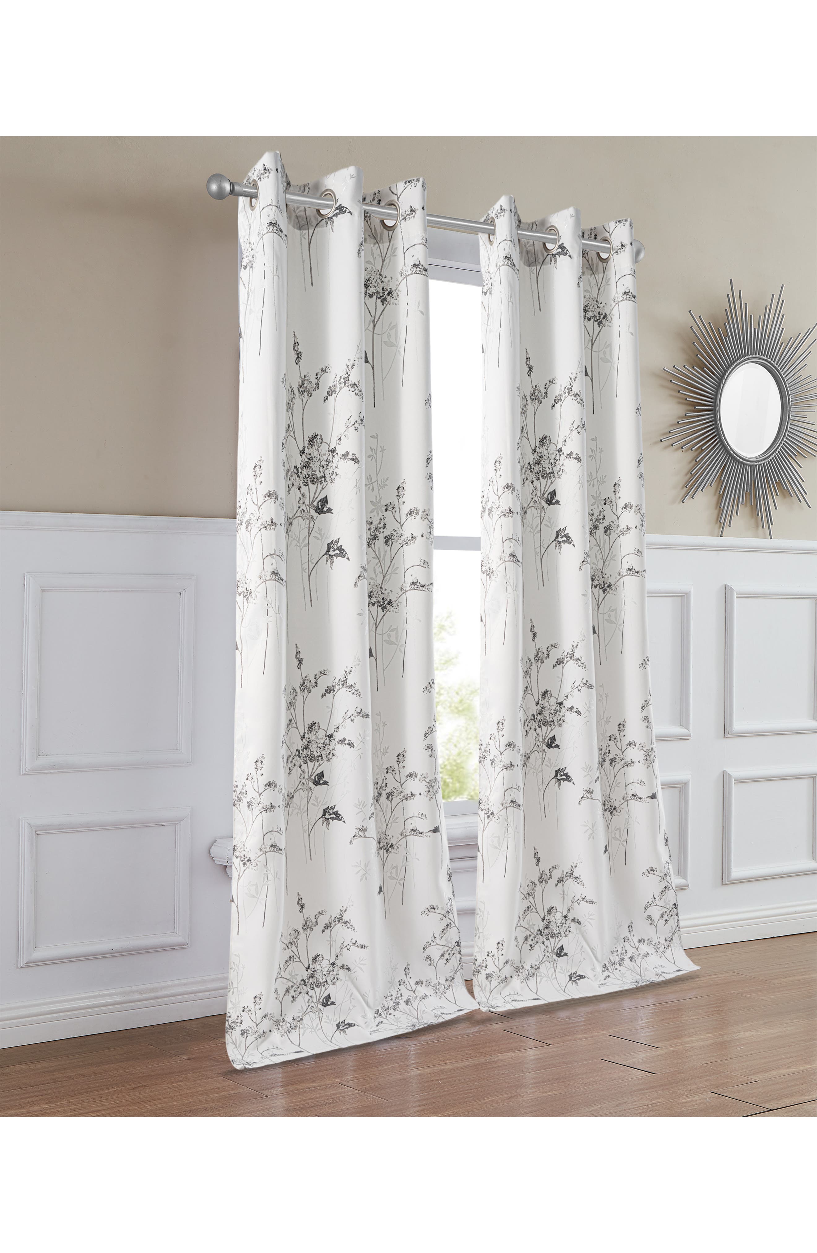 DAINTY HOME Set of 2 Floral Room Darkening Curtains