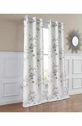 DAINTY HOME Set of 2 Floral Room Darkening Curtains