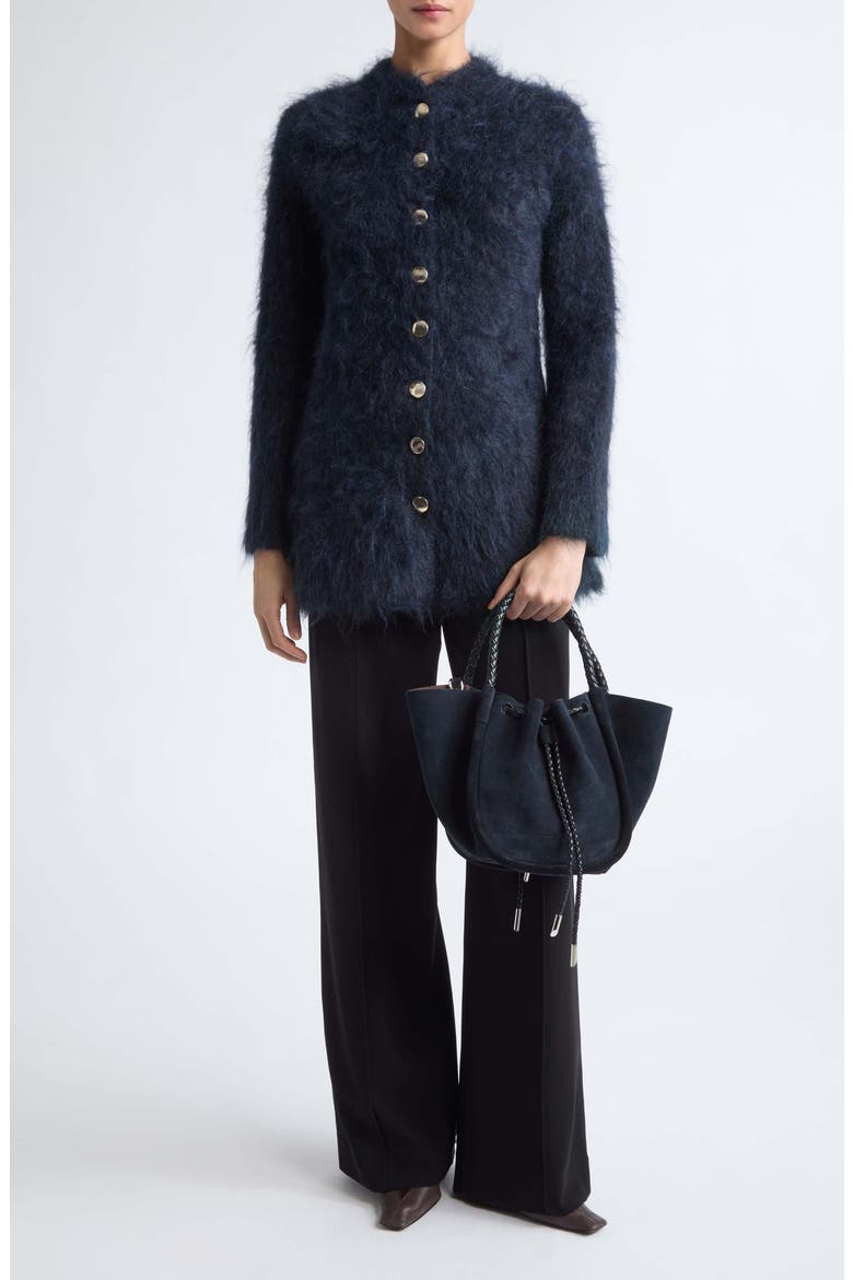 Aniza Brushed Mohair Blend Cardigan, Alternate, color, NAVY/ BLACK