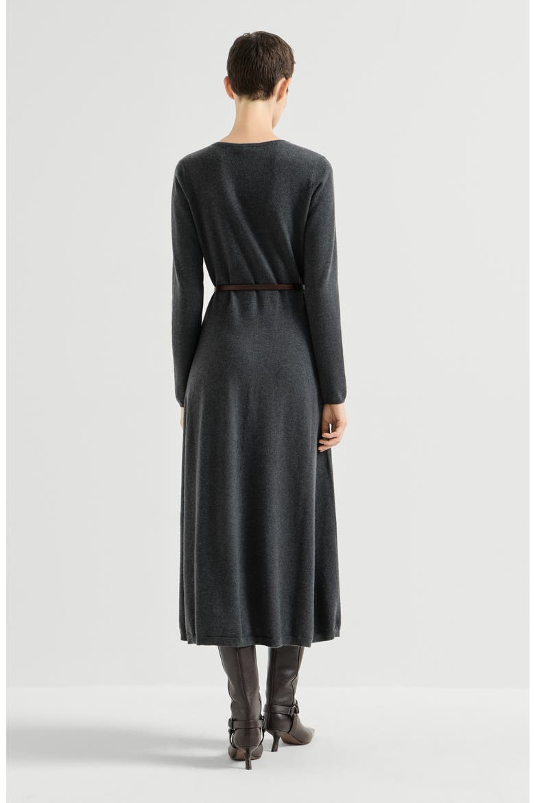 Cashmere knit dress with belt and monili, Alternate, color, Lead