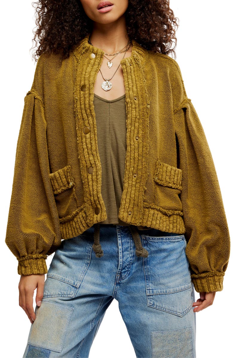 Free People Cute In This Cardigan, Main, color, Fir Green