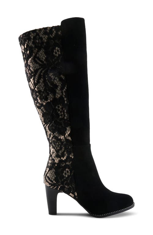 L'artiste By Spring Step Sultana Lace Panel Knee High Boot