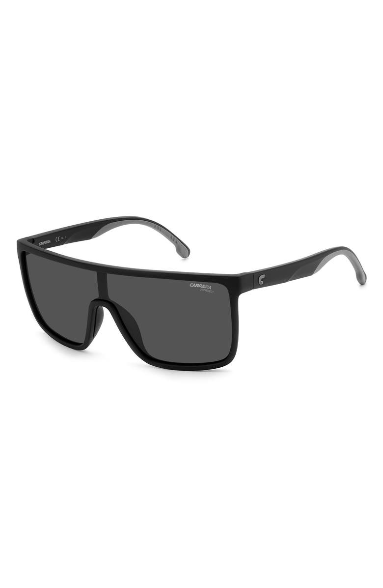 Carrera Eyewear 99mm Gradient Polarized Shield Sunglasses, Alternate, color, Matte Black