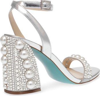 Betsey Johnson Lexi Imitation Pearl Ankle Strap Heels