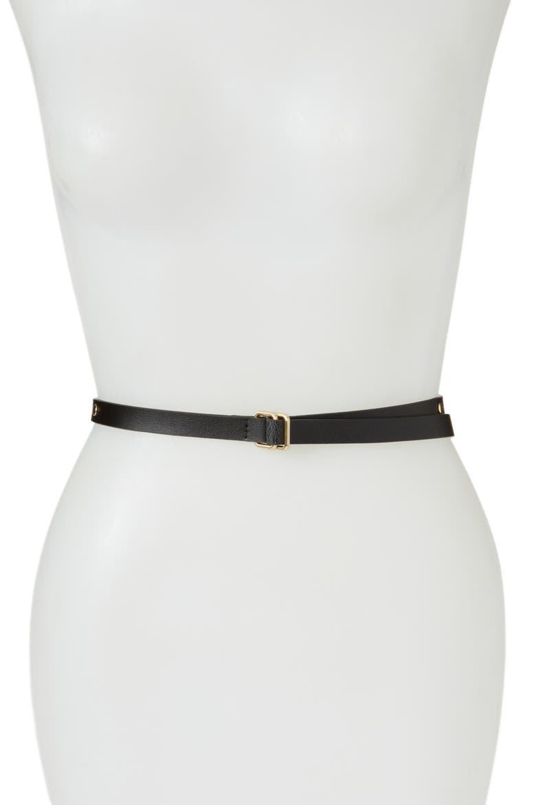 Studded Skinny Belt, Main, color, BLACK