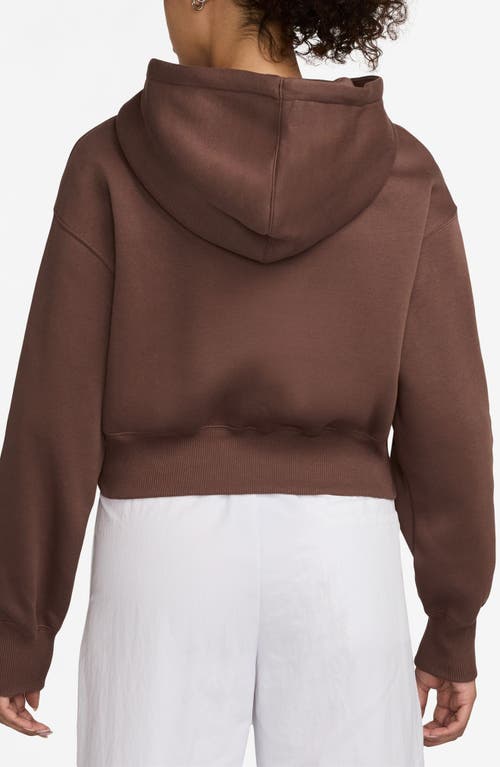 Nike Phoenix Relaxed Fit Cotton Blend Fleece Hoodie In Brown