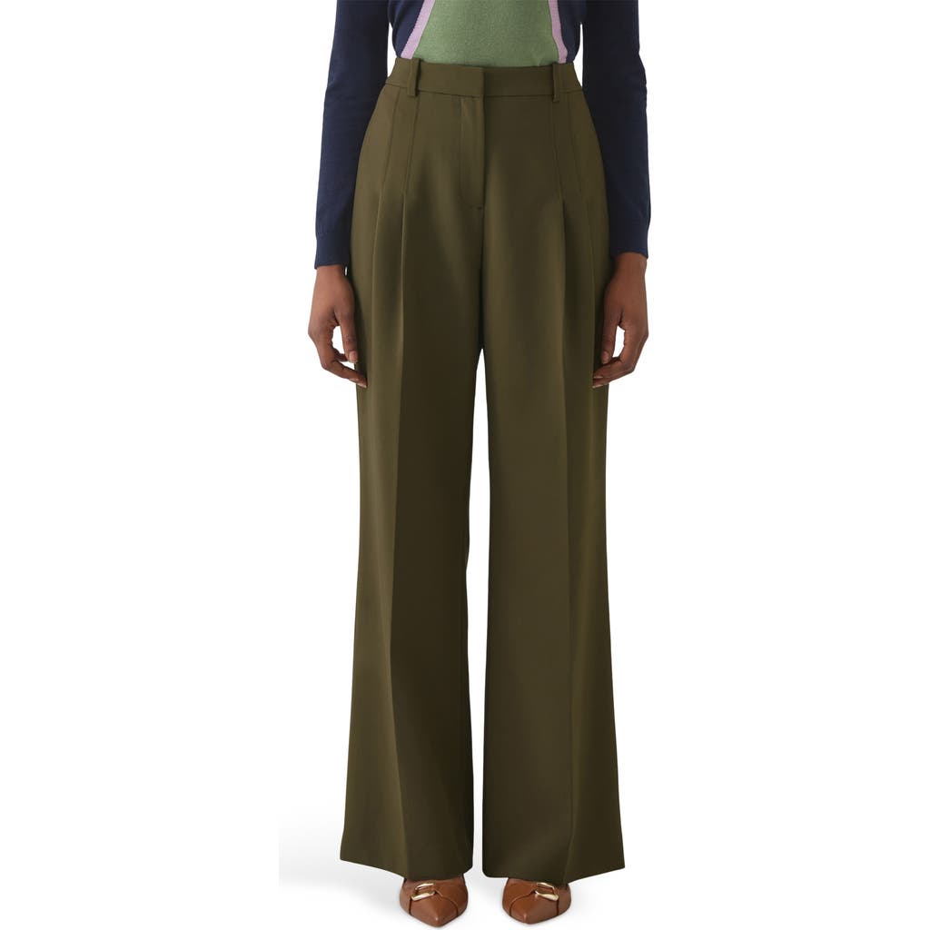 Lk Bennett Petra Pleated Wide Leg Pants In Brown