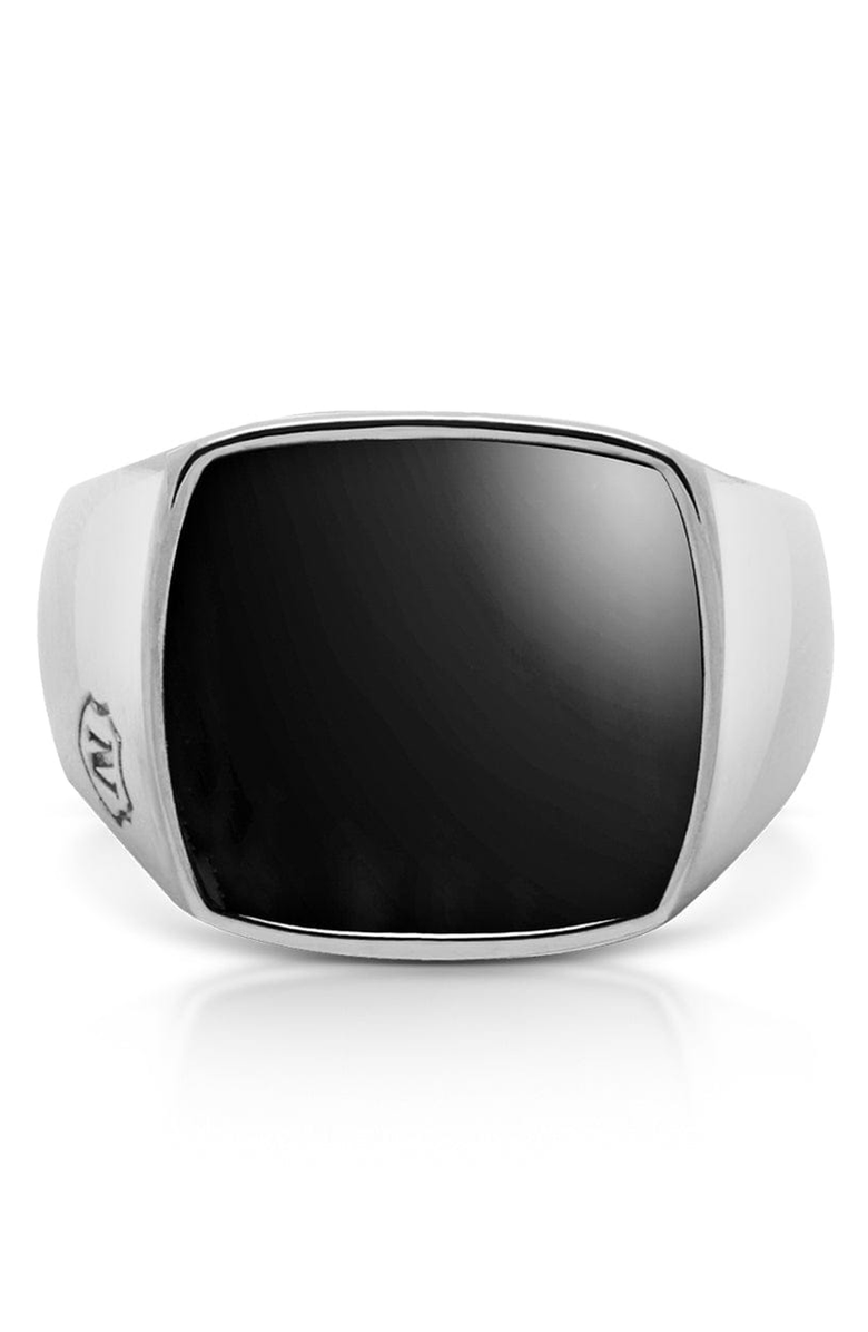 Nialaya Silver Signet Ring, Main, color, Silver / Onyx