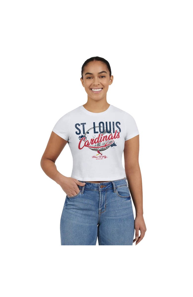 WEAR by Erin Andrews Women's WEAR by Erin Andrews  White St. Louis Cardinals Distressed Cropped Baby T-Shirt, Alternate, color, White