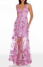 Dress the Population Sidney Deep V-Neck 3D Lace Gown