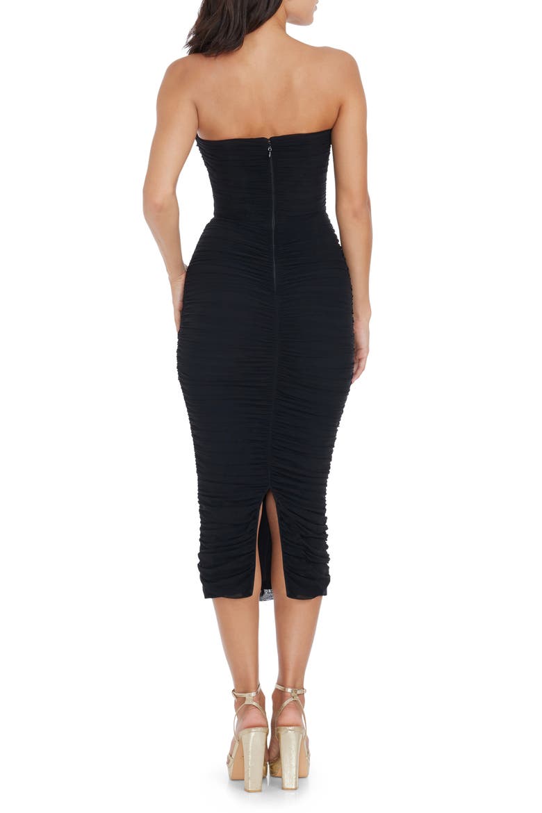 Heather Center Ruched Strapless Body-Con Dress, Alternate, color, BLACK