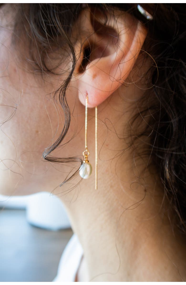 seree Lilith pearl thread earrings, Alternate, color, White