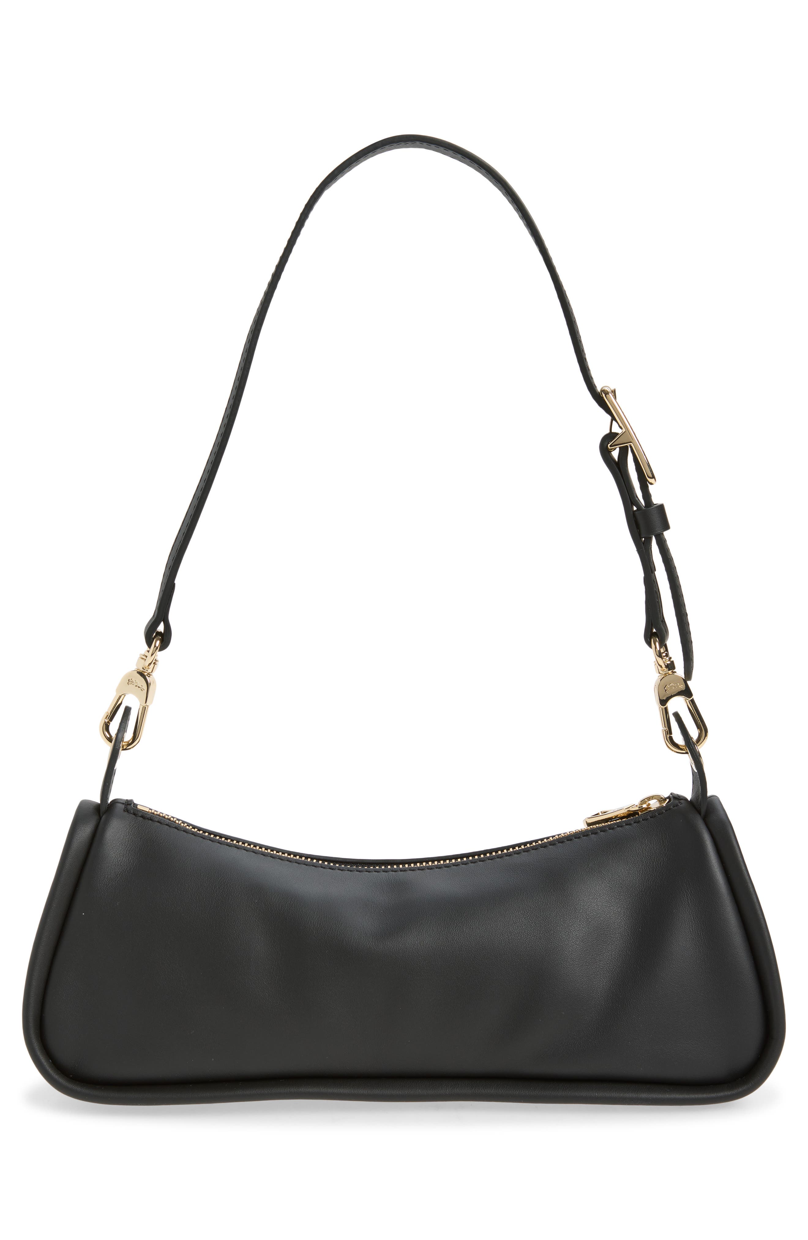 Roseau Leather Shoulder Bag, Alternate, color, BLACK