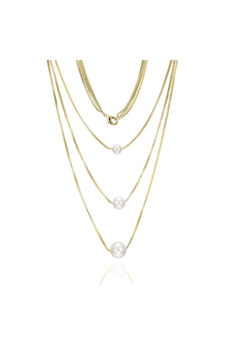 BY ADINA EDEN Triple Pearl Pendant Chain Necklace, Main, color, 