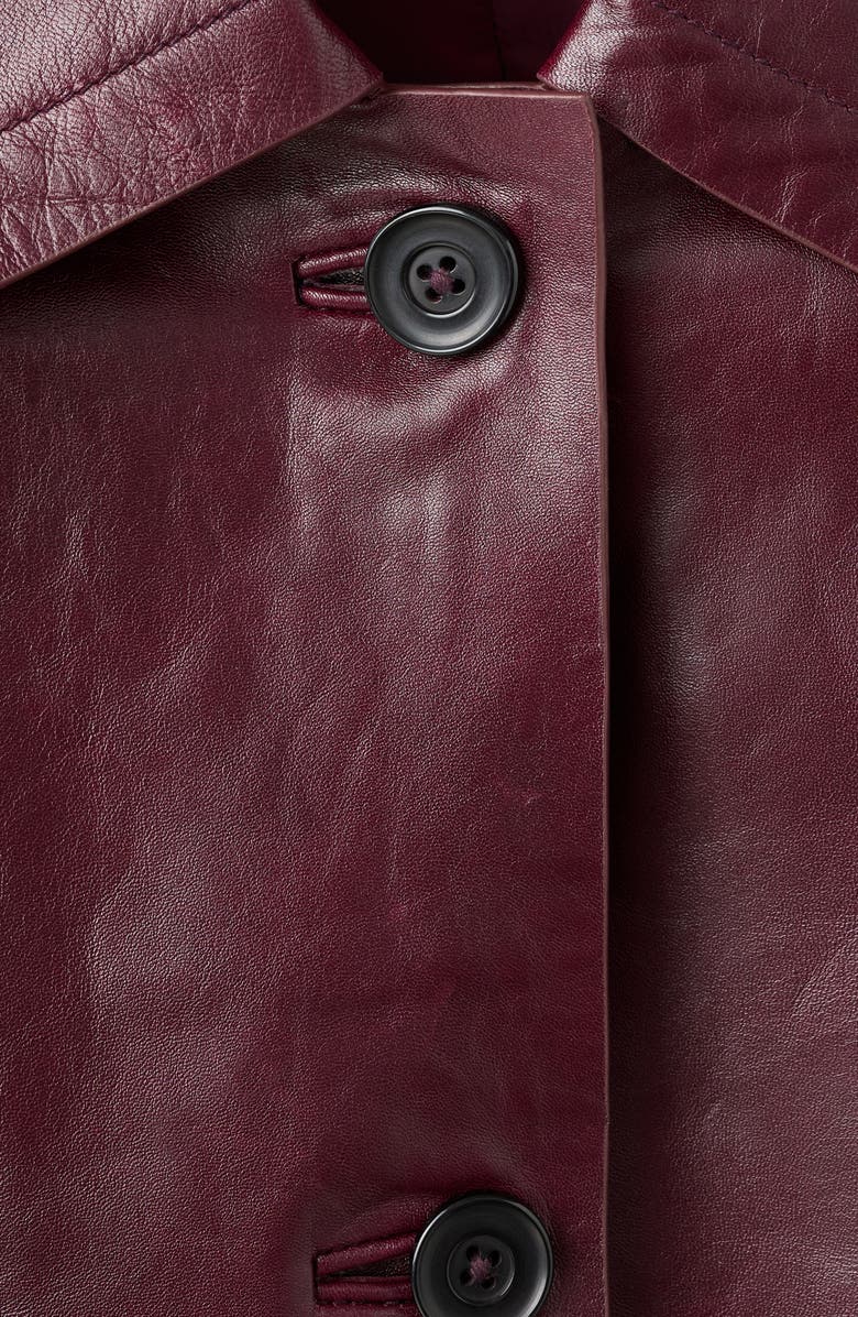 MANGO Selection Leather Button-Up Jacket, Alternate, color, Burgundy