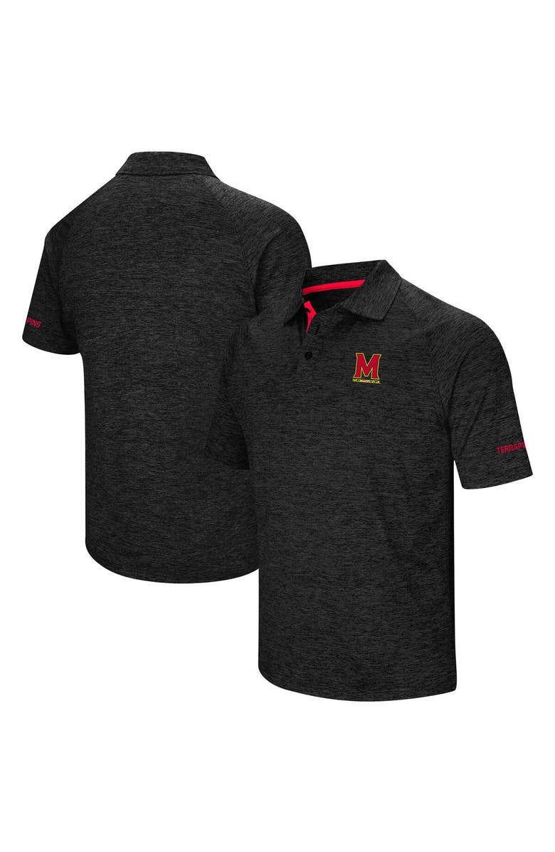 COLOSSEUM Men's Colosseum Black Maryland Terrapins Down Swing Polo, Main, color, 