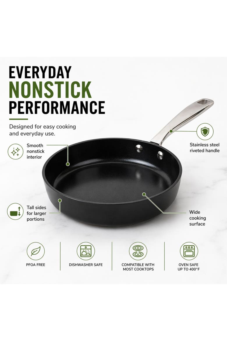 Maestro Nonstick Frying Pan 3-Piece Set - Oven & Induction Safe, Alternate, color, Black